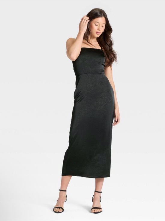a new day Dresses & Skirts - A New Day Black Column Slip Midi Slip Feminine Dress XXL Side Slit NWT
